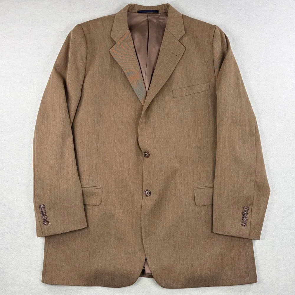 Burberry London 2019 Mens 46R Blazer Tan 100% Wool 2 Button Modern Sport Coat